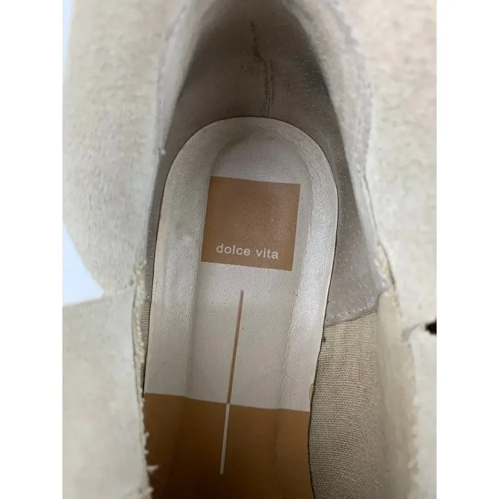 Dolce Vita Beige Suede Booties Slip On Ankle Boots Women's 8 Boho Western